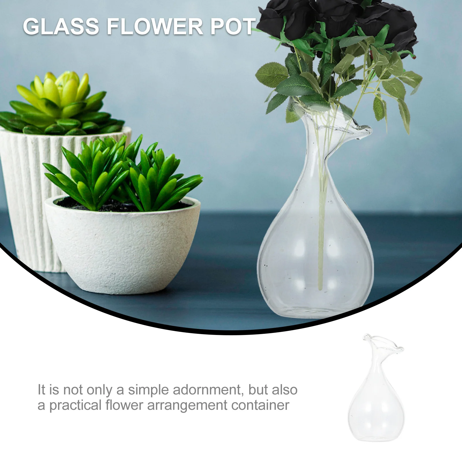 

1Pcs Glass Flower Vase for Desktop Use Clear Modern Vase Ornament Home Living Room Decoration Flower Container Dried Arrangement