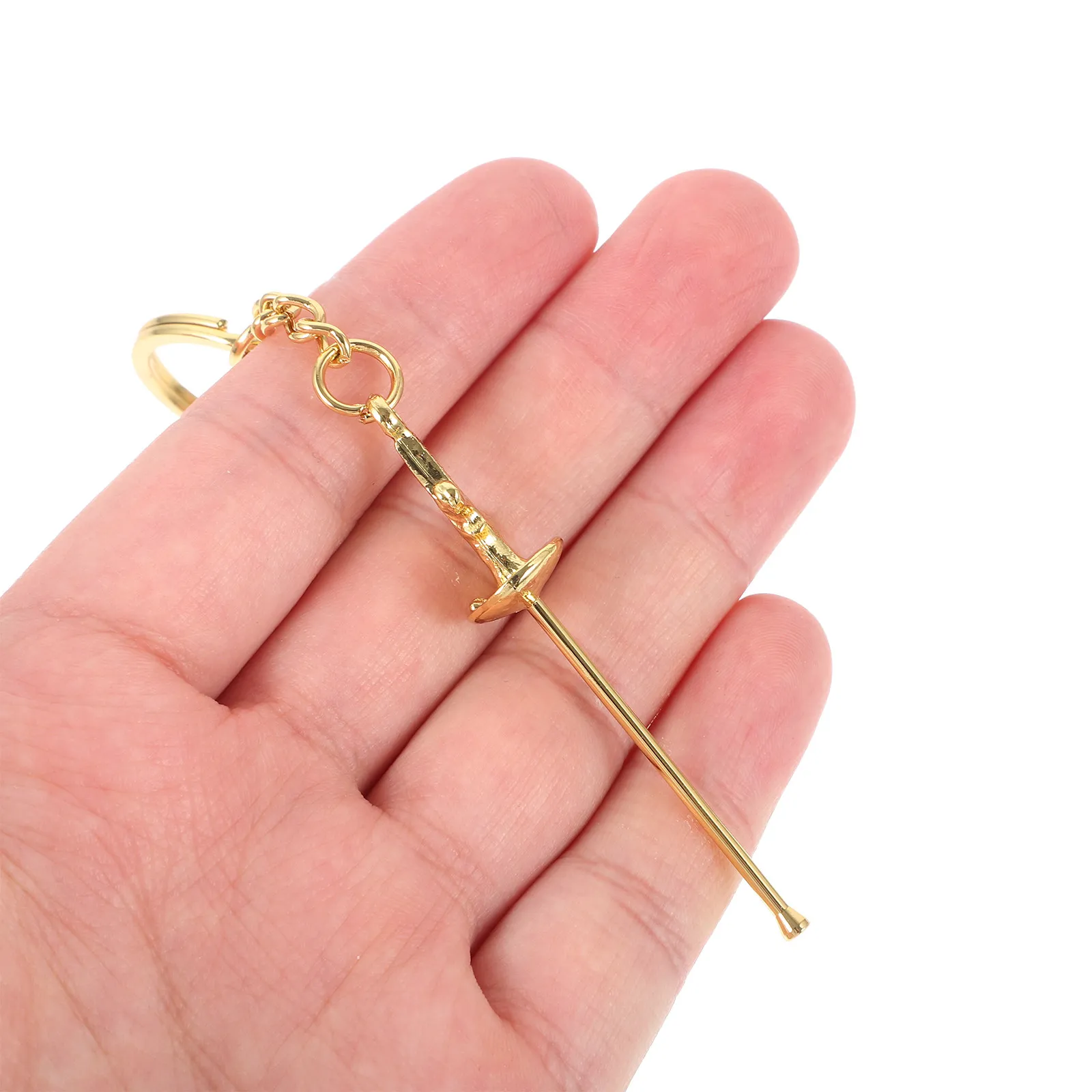 Metal Fencing Keychain Pendant Decorative Key Ring Gift for Students Backpack Car Bag Hanging Ornament Accessories