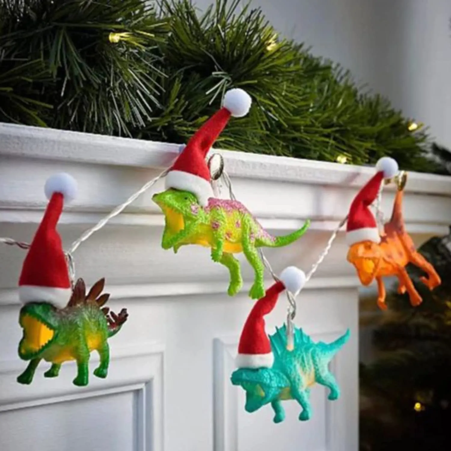 10pcs LED Dinosaur String Lights Merry Christmas Party Kid's Room Decor Dinosaur Outside Christmas Decorations Lights