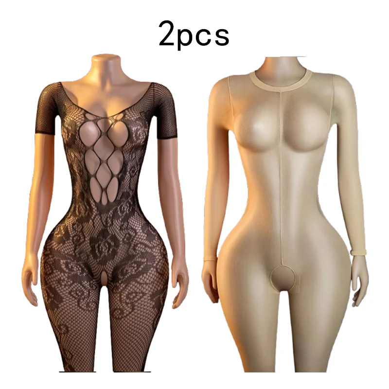 Lingerie - 2-Piece Set – Sheer Bodysuit, Mesh