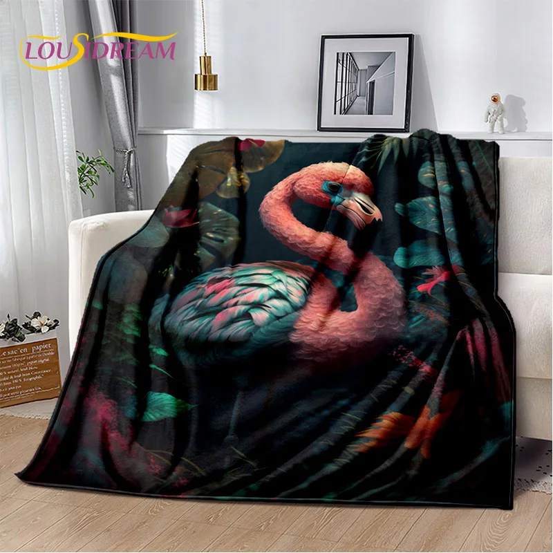 Cartoon Pink Flamingo Rainforest Love Bird Blanket,Soft Throw Blanket for Home Bedroom Bed Sofa Picnic Travel Cover Blanket Kids