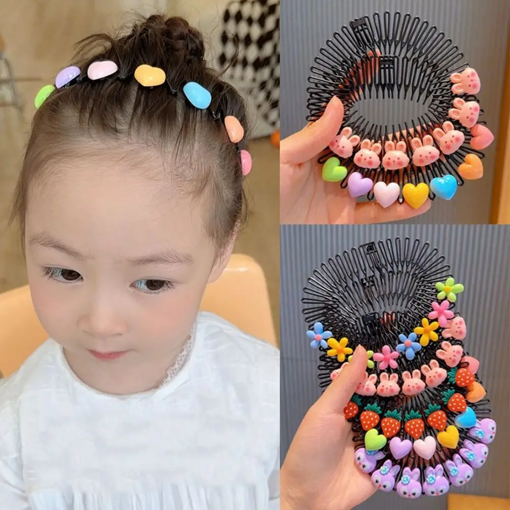 

Cartoon Plastic Circle Spring Headband Flexible Fixed Hair Accessories Teeth Spring Headband Adjustable Hair Hoop Women Girl