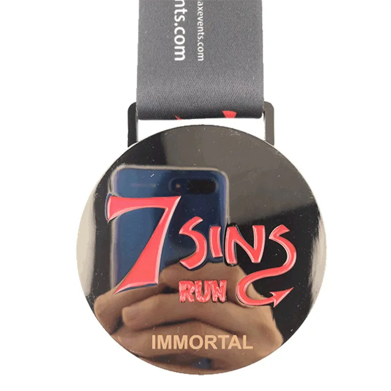 custom race medal in soft enamel with medal ribbon--60.0mm diameter--200pcs