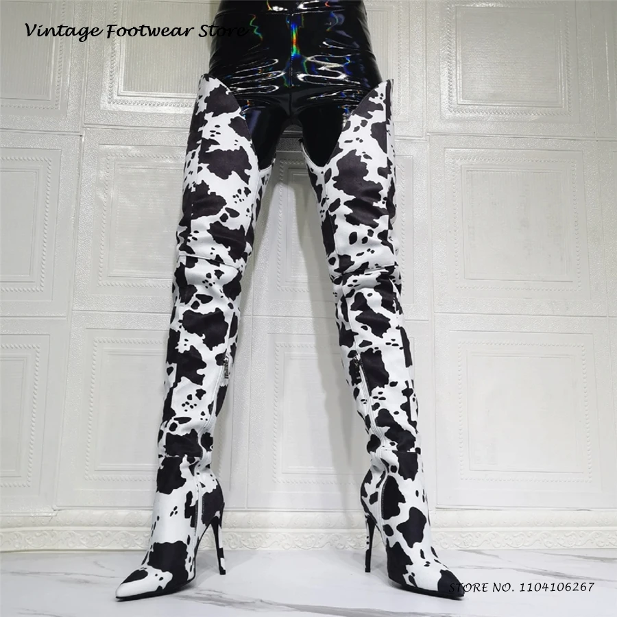 Concise Metallic Leather Thigh-high Boots Sexy Pointed Toe Thin Heels Party Shoes Women's Spring Autumn Over-the-knee Boots - view 3