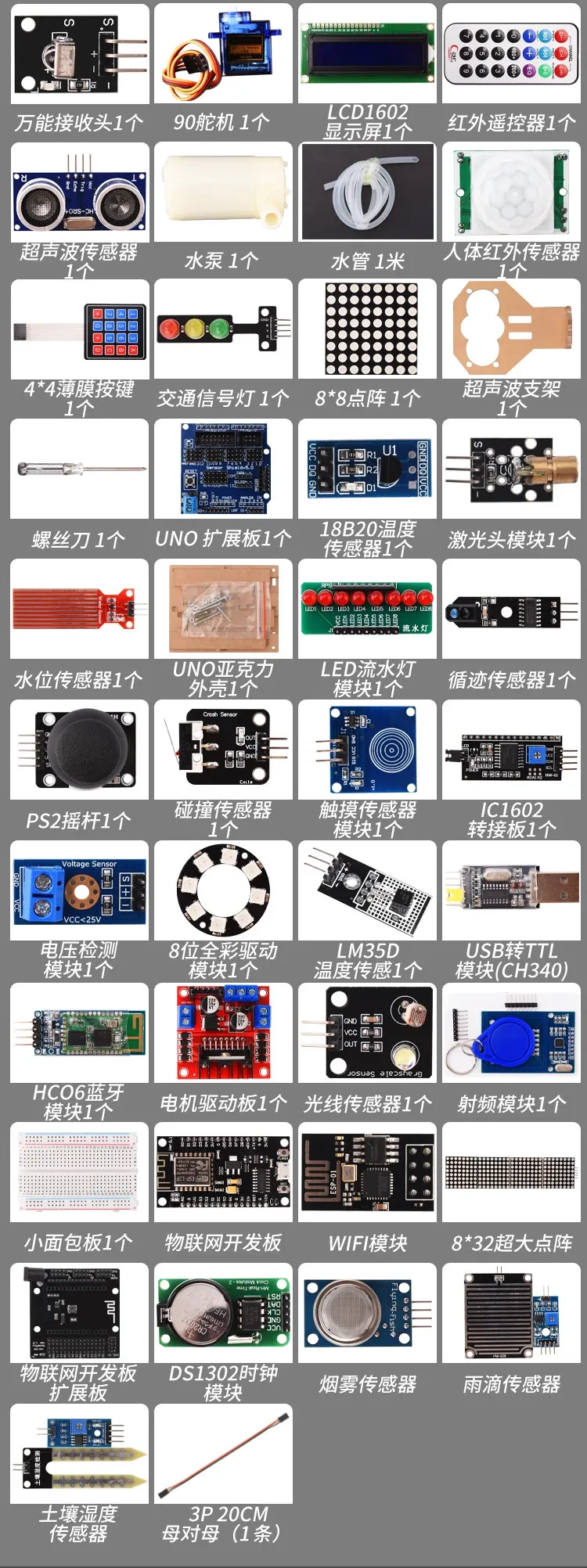 UNO R3 Starter-Kit für Arduino Komplettes Anfänger-Lernset mit Sensoren, Motoren, LCD-Display und Projekt-Tutorial DIY STEM – Detail 8