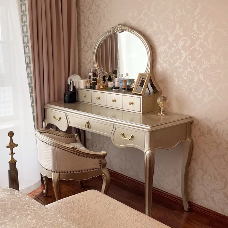 

Natural Hidden Vanity Table Dest Decor Gold Chair Wood Mirror Dressing Table Small Cheap Corner Makeup Tafel Furniture For Home