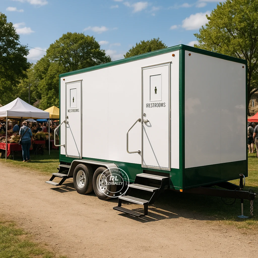 Toilet Bergerak Trailer Kamar Mandi Mewah Portabel Luar Ruangan Trailer Toilet Bergerak Trailer Toilet Bergerak Vip Mewah
