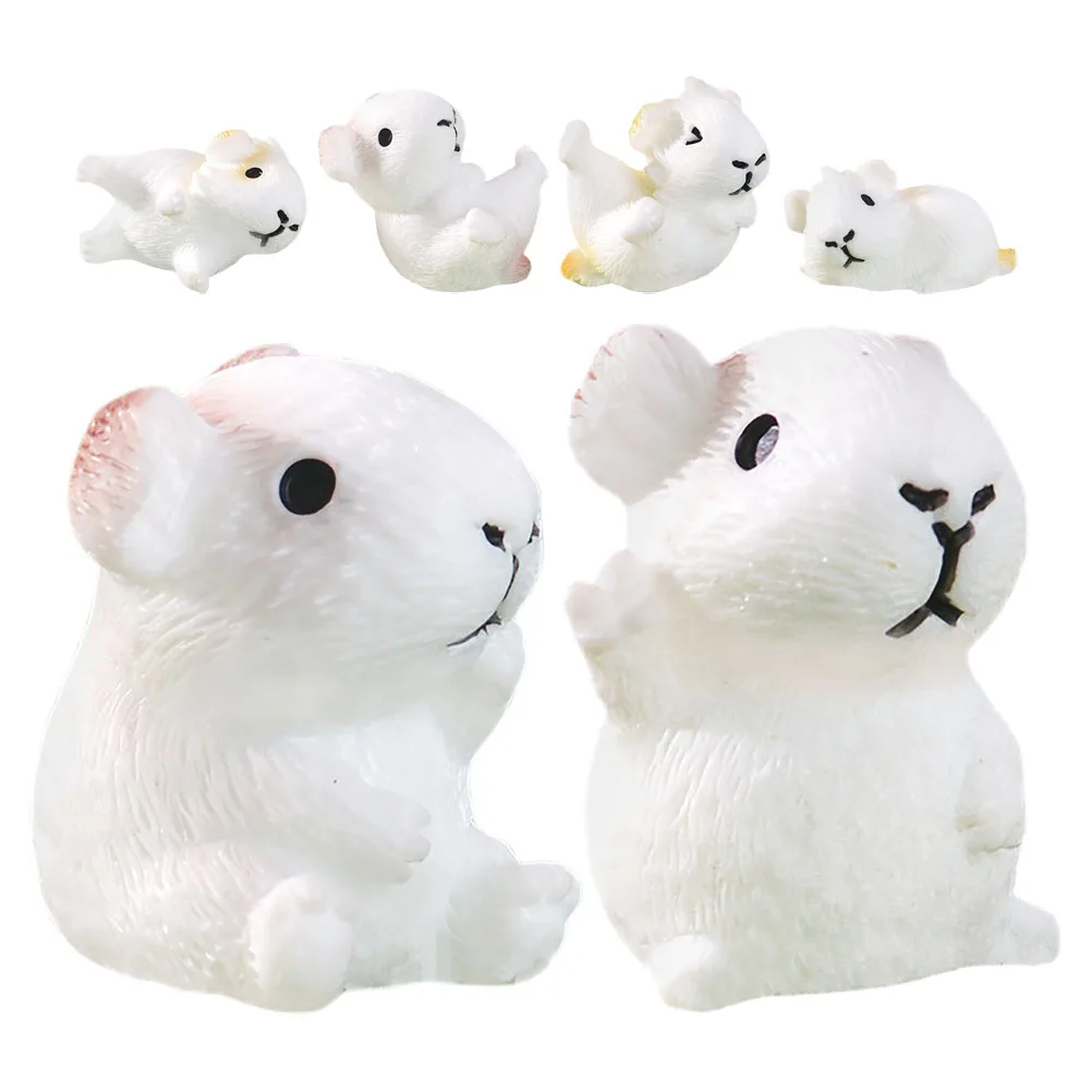 

6 Pcs Guinea Pig Miniature Resin Statues for Micro Landscape Gardening Decor Flowerpot Landscaping Cute Lawn Accessories Tiny