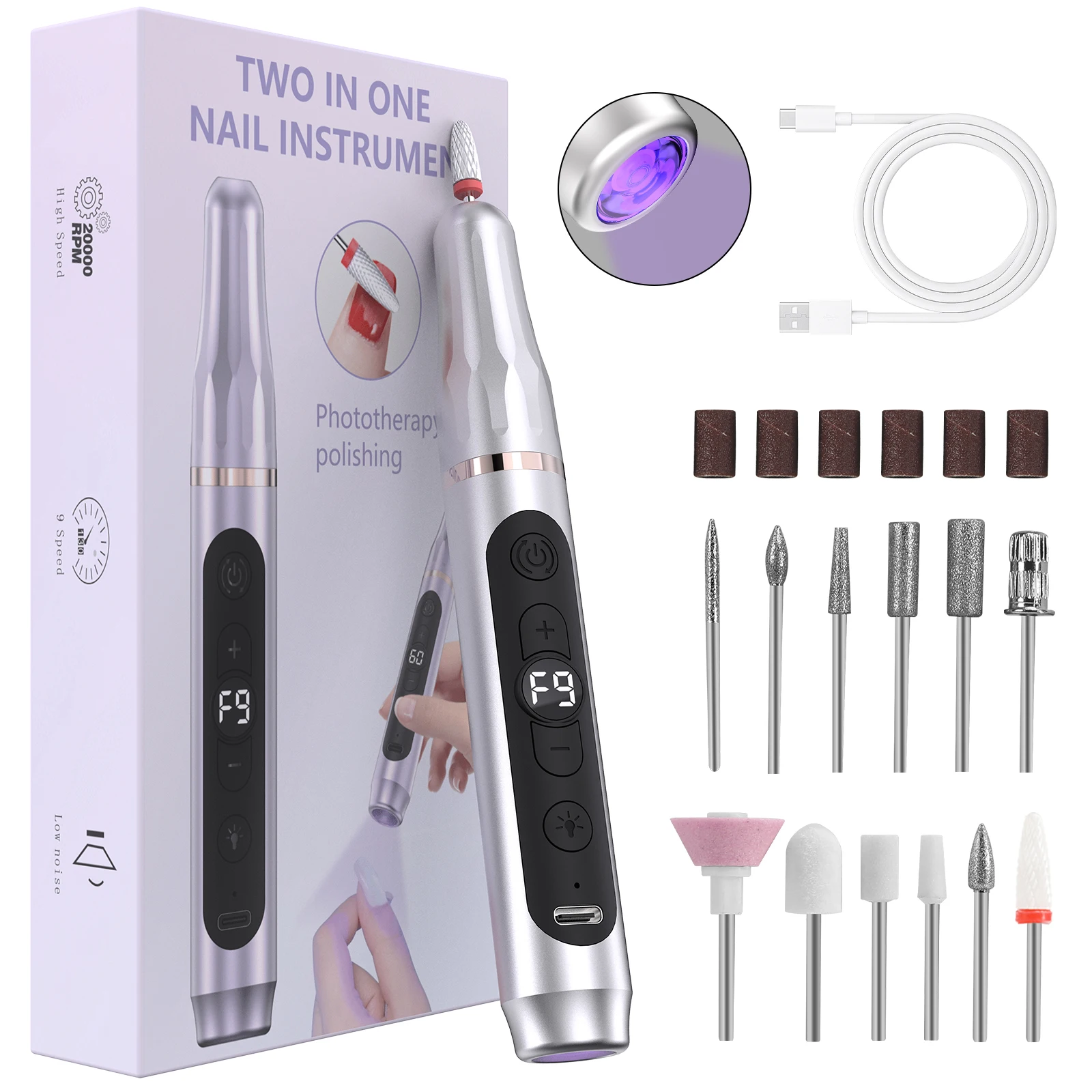 

New Portable Electric Nail Drill Kit, 3-in-1 for Shaping, Buffing & Polish Removal, Home Manicure Set