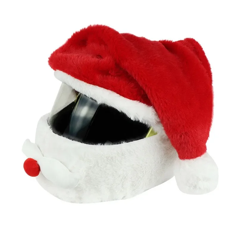 Juste de casque de moto en peluche, housse de protection coupe-vent, chapeau de Noël, père Noël, lapin