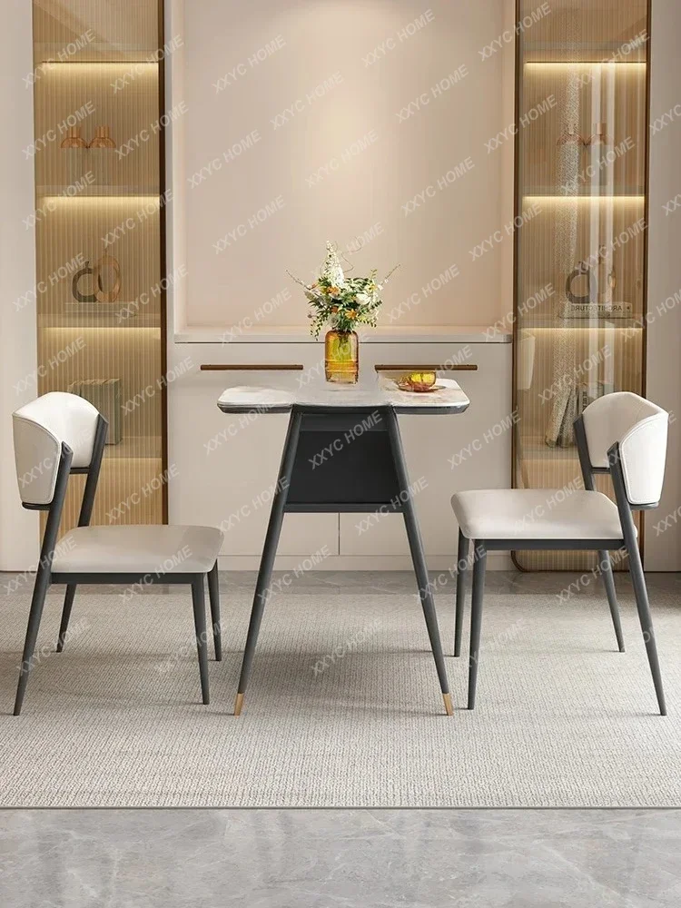 A  Light Luxury Balcony Small Tea Table Modern Living Room Leisure Simple Stone Plate Table-Chair Set ss 7304