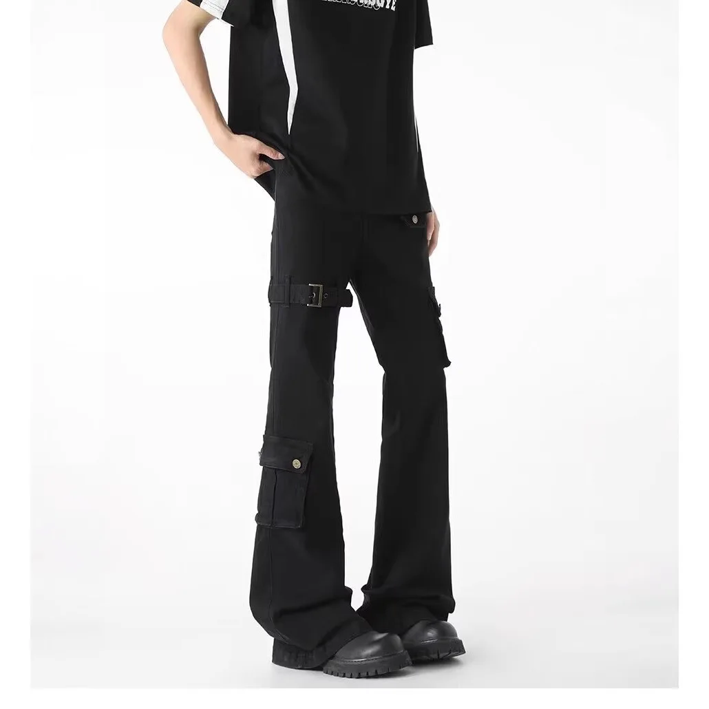 Spring and Autumn Niche Designer Multi-pocket Tooling Jeans Men's Trendy Brand Ruffian Handsome Design Straight Thin Pants