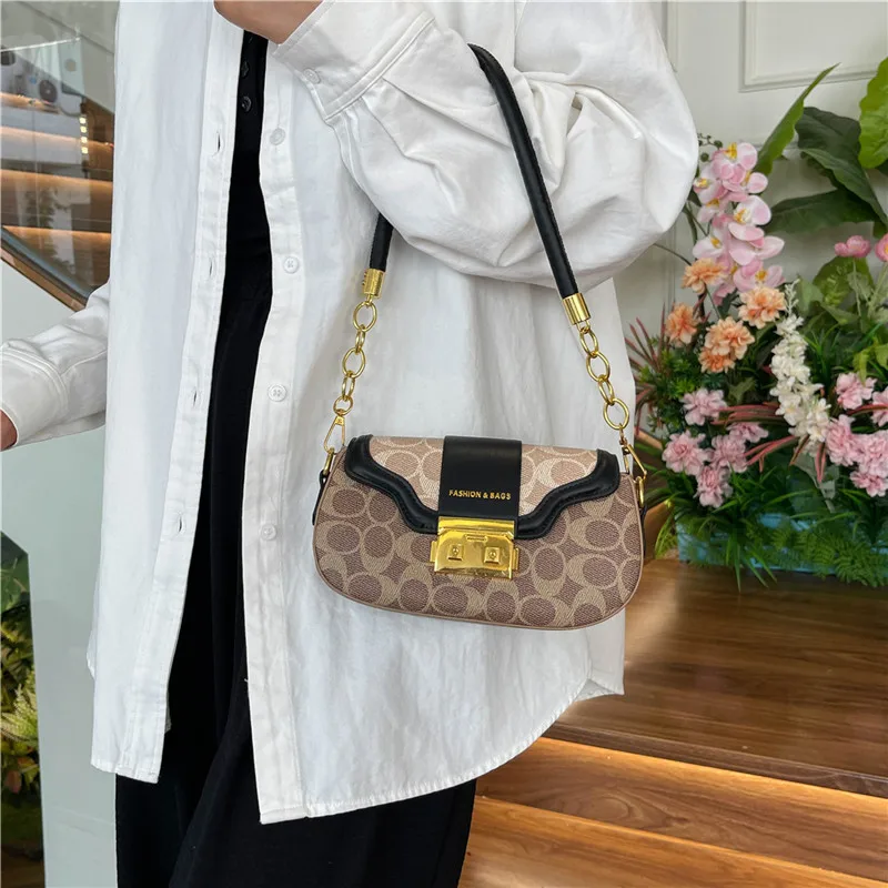 2025 جديد السرج حقيبة المرأة التباين طباعة Crossbody/حقيبة كتف متعددة الاتجاهات ارتداء تحت الإبط محفظة أنيق الإكسسوار اليومي