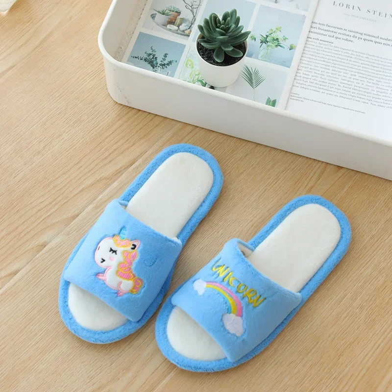 Kawaii Plush Animal Slippers Cute Penguin Unicorn Warm Spring and Autumn Adult Shoes Doll Female Indoor Household Supplies