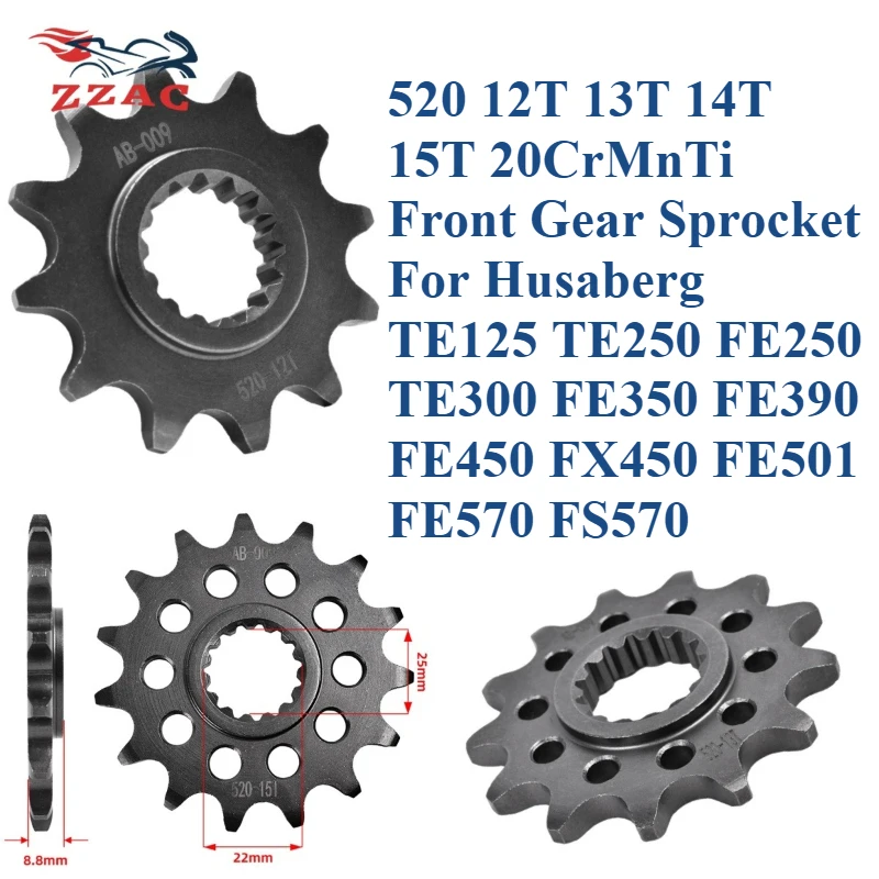 520 12T 13T 14T 15T 20CrMnTi Front Gear Sprocket For Husaberg TE125 TE250 FE250 TE300 FE350 FE390 FE450 FX450 FE501 FE570 FS570