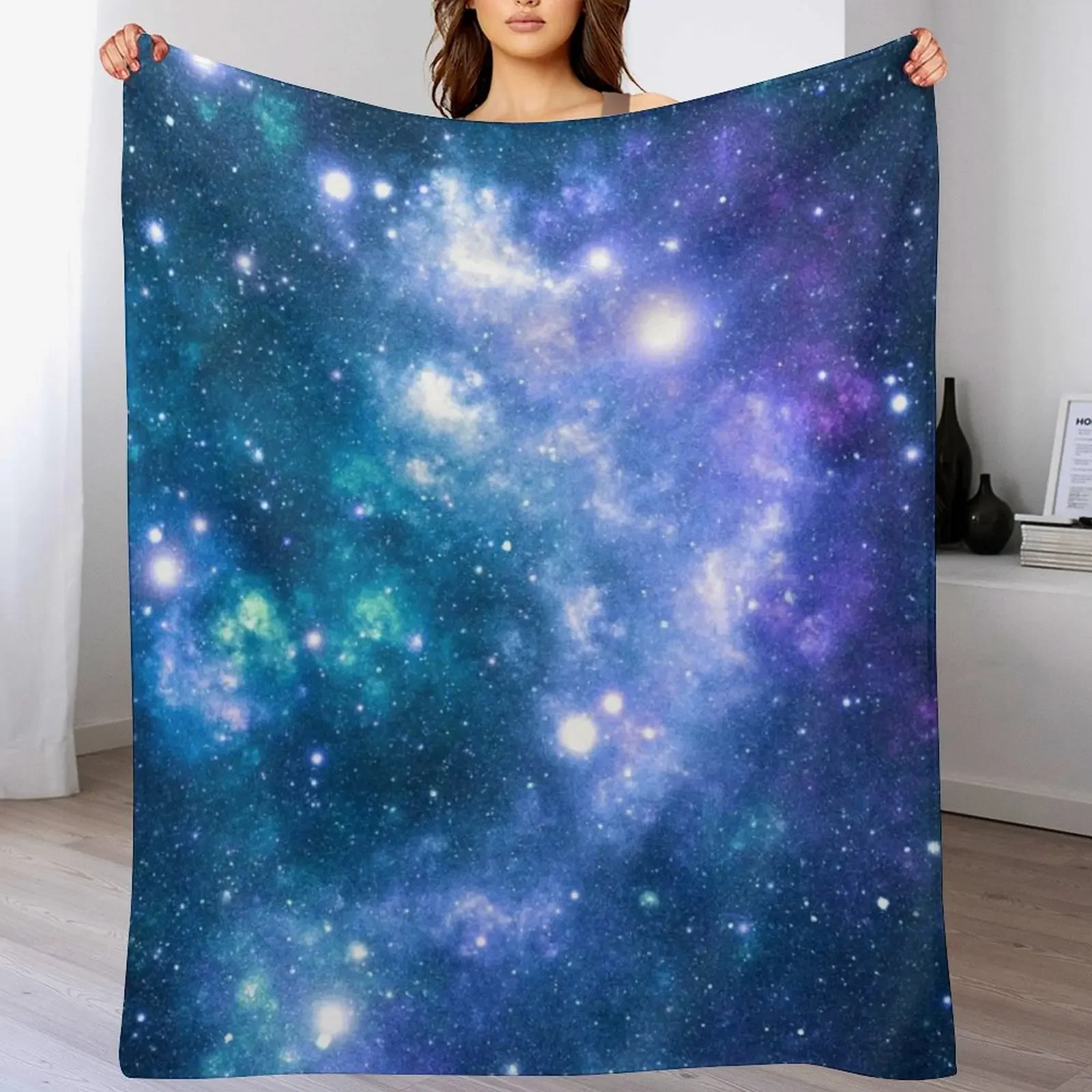 Turquoise Teal Purple Galaxy Nebula Throw Blanket All Weather Soft Throw Blanket for Sofa
