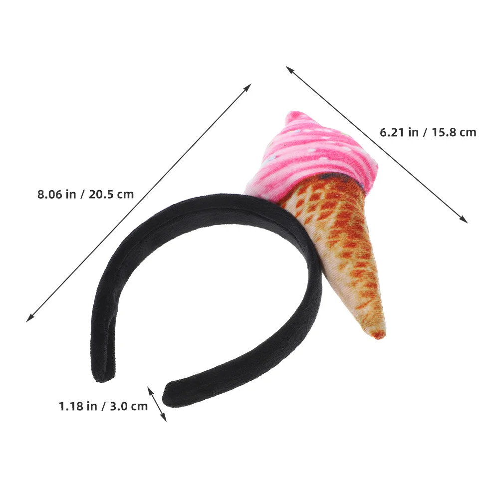 

2pcs Ice Cream Cone Headband 3D Printed Face Washing Hair Styling Tool For Women Girls Party Spa Wear Fabric Decorative