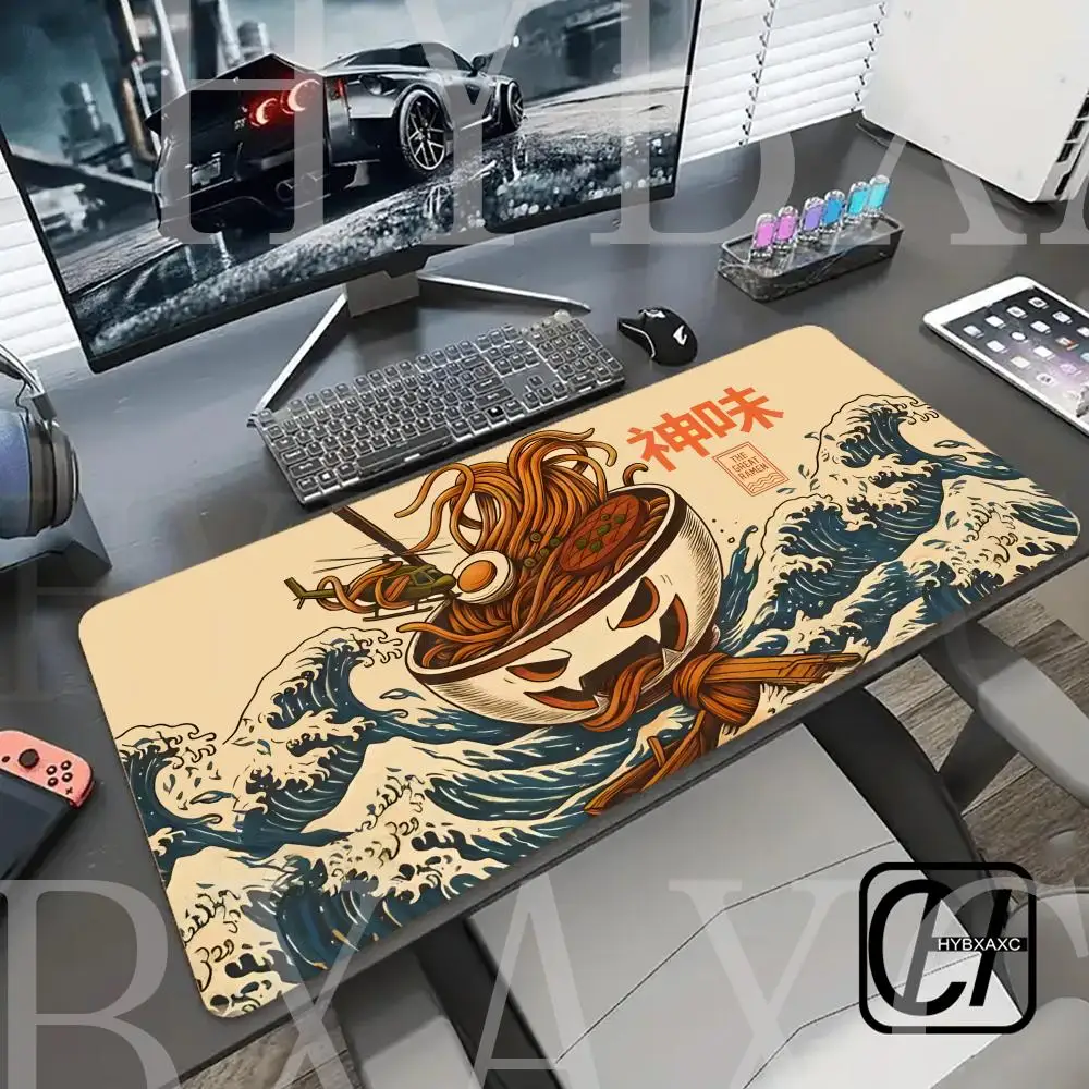

HYBXAXC Japanese Wave Art Anime Mouse Pad Cute HD Desk Pad Extended Gaming Keyboard Mats Large 90x40cm XXL Gamer 90X40 Mousepad