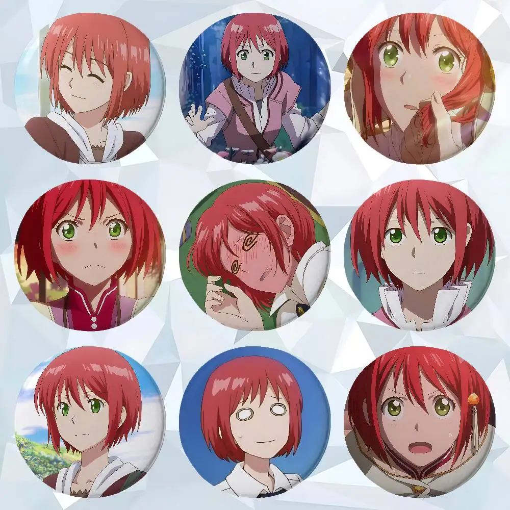 Anime Snow White With The Red Hair Tinplate Round Lapel Pins: Cute Badge Brooches For Shoulder Bag Accessories, Souvenir Gifts