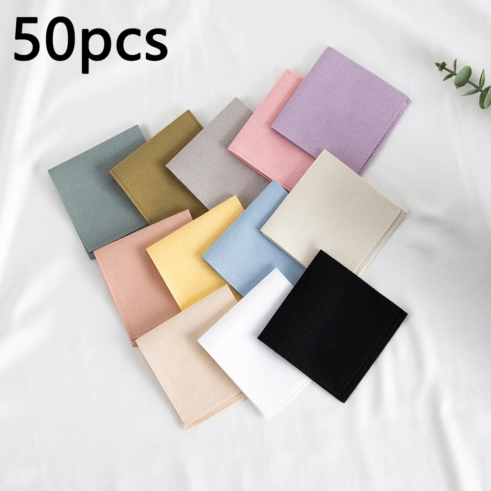 

50/10/1pcs Microfiber Jewelry Pouch Jewelry Small Envelope Bag Jewelry Packaging Pouch for Rings Earrings Wedding Gift Bags