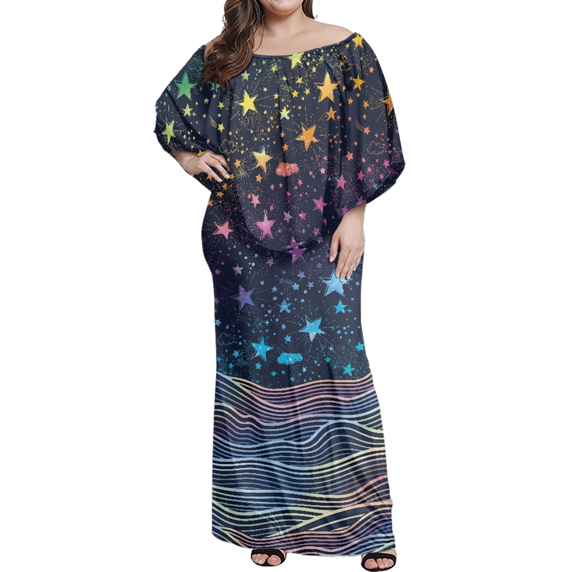 Casual Summer Seaside Travel Must-Have Dress Half Sleeve Fashion Sexy High Quality Women's Off-The-Shoulder Shawl Club Dress