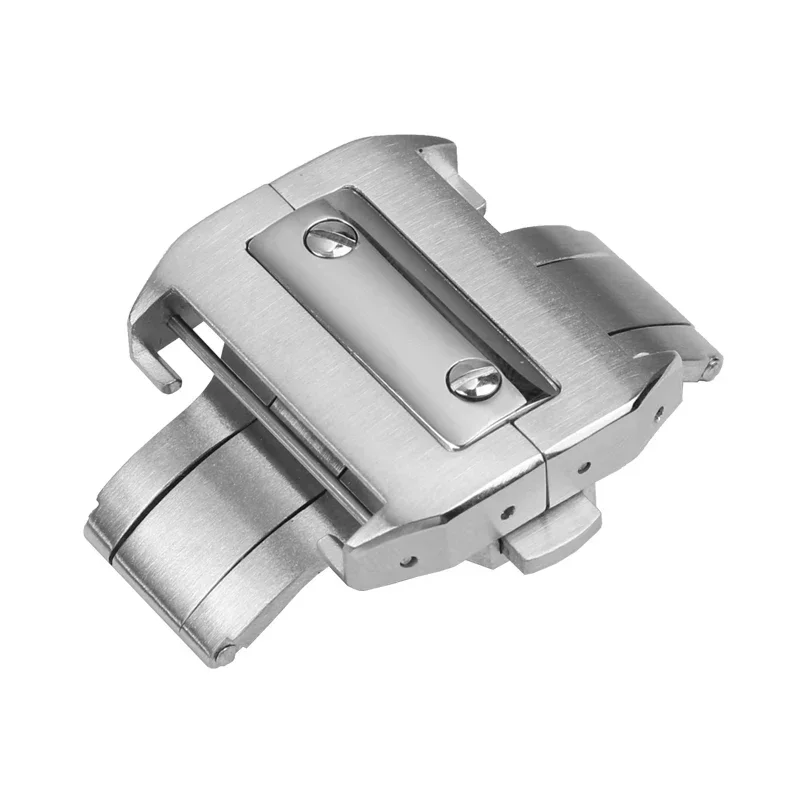 For Cartier Sandoz Santos 100 Stainless Steel Watchband Buckle  Belt Folding Buckle Butterfly Clasp Santos Watch-Buttom 18 21mm
