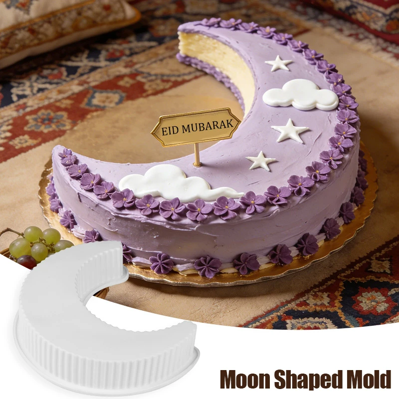 

3D Moon Shape Silicone Cake Mold Ramadan Muslim Party Dessert Mousse Bread Mould Eid Mubarak Decoration Islamic DIY Baking Tools