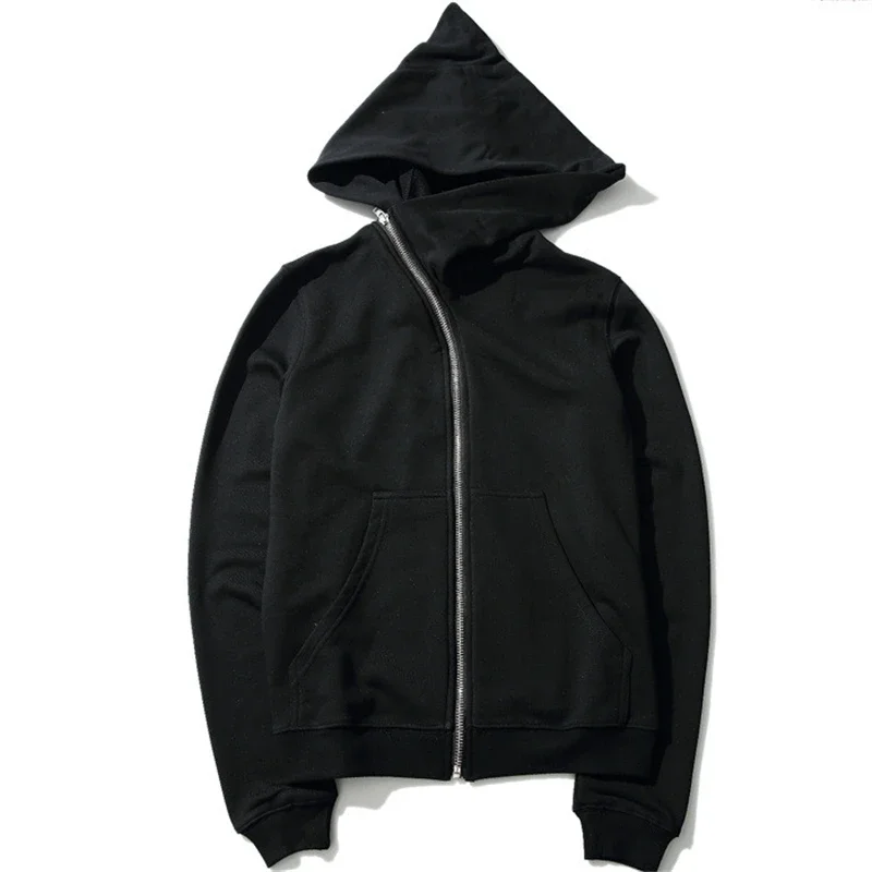 

Men Zipper Cardigan Hoodies Black Sweatshirts Hip Hop Fashion Skateboard Streetwear Cloak Hooded Jacket Coat Male