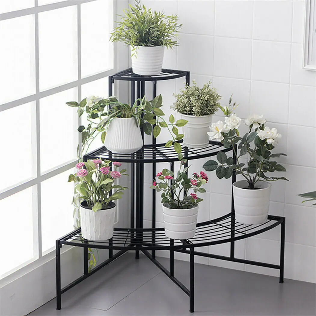 3 Tier Ladder Corner Plant Shelves Garden Flower Display Rack Shelf