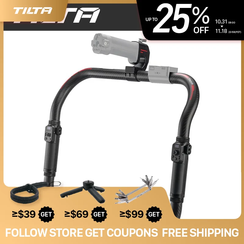 TILTA Advanced Ring Grip Gimbal Handle Carbon Fiber Camera Holder for DJI Ronin RS2 RS3 Pro RS4 Pro RS5 TGA-ARG
