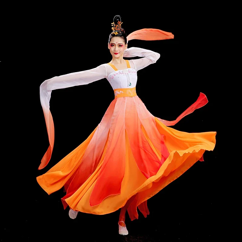 Traditional Chinese Folk Dance Costume for Woman Ancient Elegant National Costumes Fan Umbrella Hanfu Clothing Practice Clothes