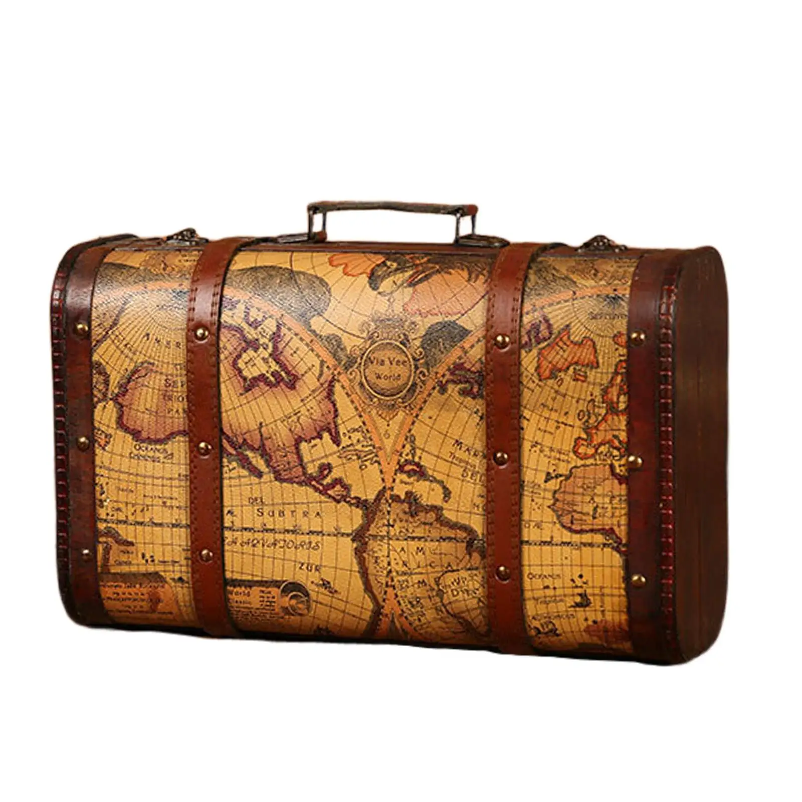 Vintage Suitcase with Handle Suitcases Photo Props Wooden Trunk Decorative Box Suitcase Wood Chest for Shop Window Shop Bedroom