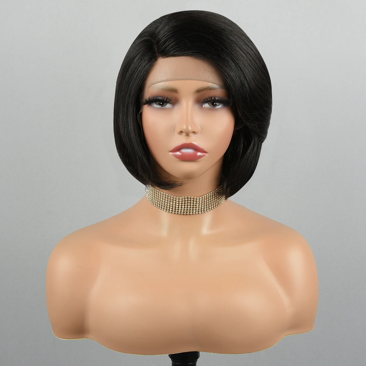 T-Front Lace Pixie Cut Echthaarperücken für Frauen, Farbe Braun, Pixie Cut Perücke, 180% Omber Braun, glatte Echthaarperücken HairUGo – Detail 9