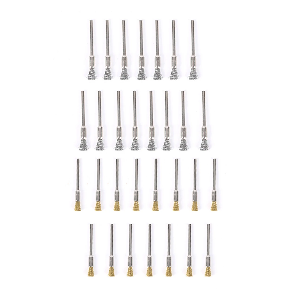 30pcs Wire Brush Wheel Cup Brush Set Steel Copper Wire Wheel For Rust Removal Deburring Brush For Accessory Rotary Tools