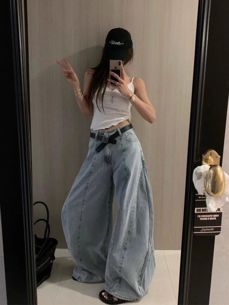 Retro High Waist Wide Leg Jeans Women's Summer New Style Versatile Loose Fit Denim Pants Ladies' Fashionable Trousers