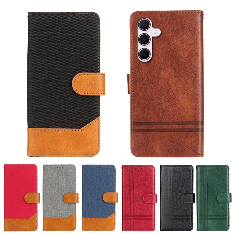 For Samsung A55 5G Case Silicone Luxury Flip Leather Case for Samsung Galaxy A55 SM-A556B/DS Phone Cover Funda A 55 SM-A5560 Bag