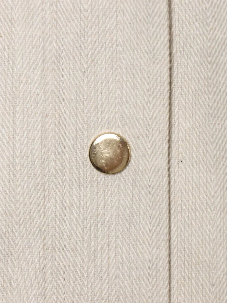 Jaket jahitan lengan panjang bergaya Eropa dengan kerah lapel, cocok untuk segala suasana, dan celana panjang jahitan lurus untuk wanita.