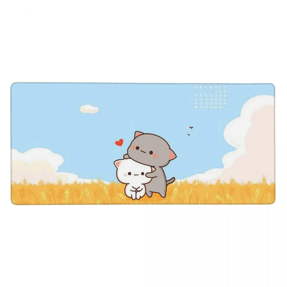 Peach Mochi Cat Cartoon Large Mouse Pad Computer Keyboard Mouse Mat Gamer PC Laptop Desk Mat Office Accessories Table Mats