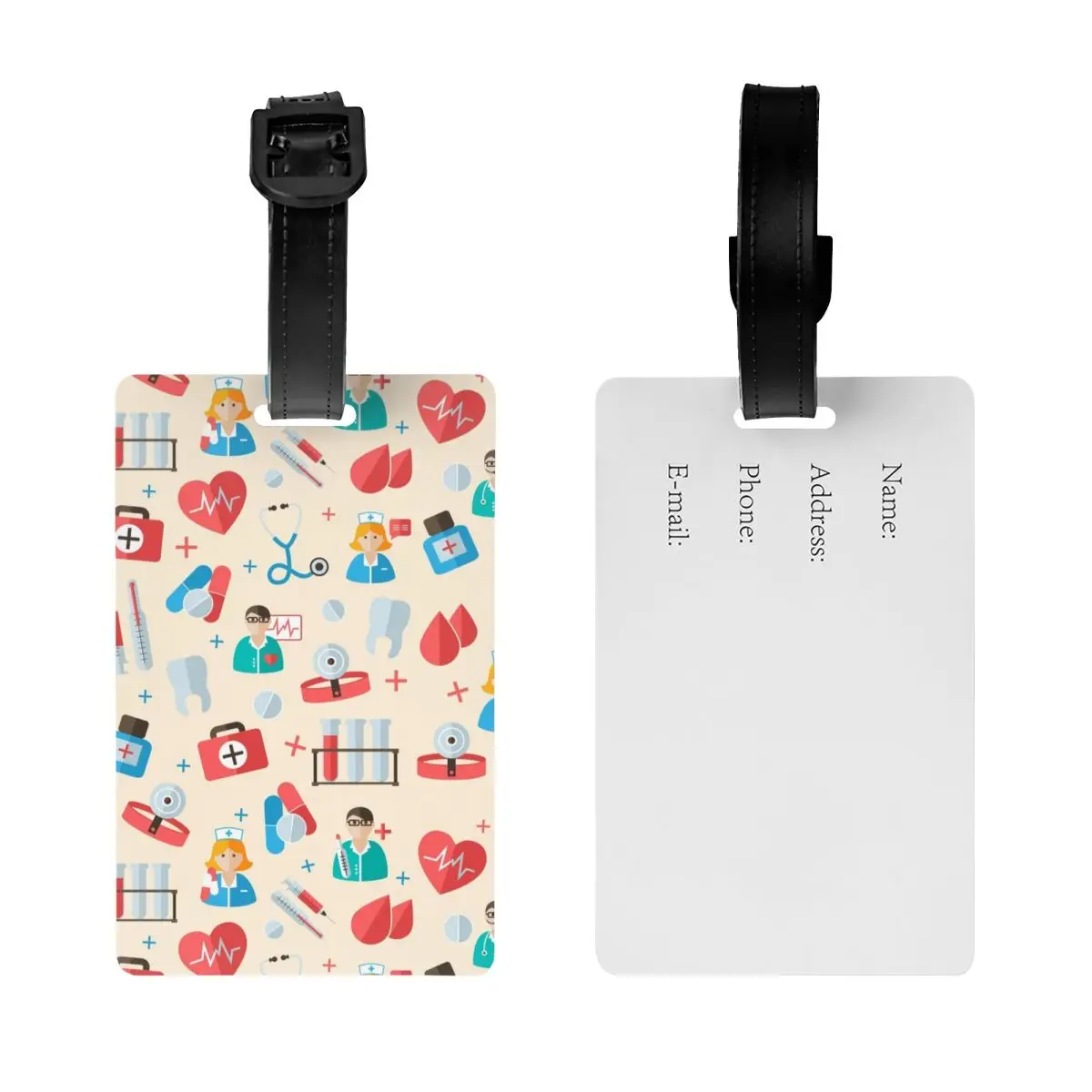 Custom Cute Cartoon Nurse Luggage Tag for Suitcases Nursing Medical Print Privacy Cover Name ID Card