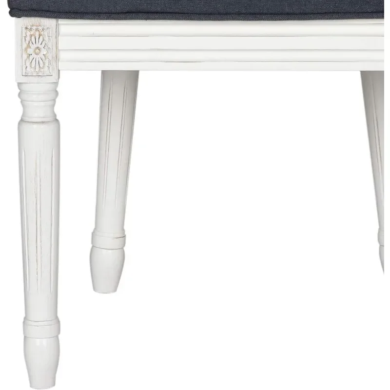 Collection Holloway 19''H French Brasserie Linen Oval Navy and Cream Side Chair