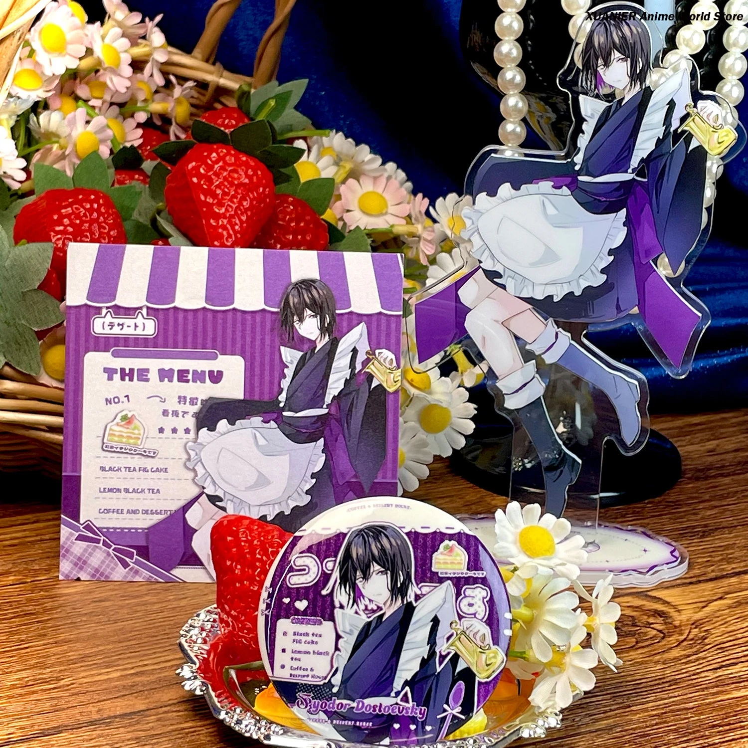 

Fyodor Dostoevsky‌ Peripheral Dessert Cafe Theme Acrylic Stand Figure Model Anime Square Card Cartoon Badge Desktop Decor