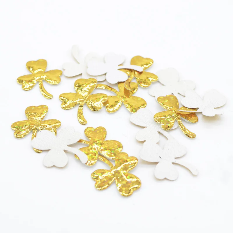 100Pcs/16Pcs Spring Flower Padded Clover Shape Patches Small & Big Leaf Appliques Clothing DIY Crafts Accessories Supplies