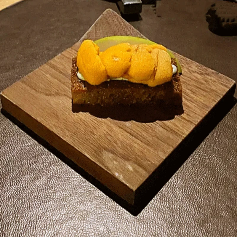 Wooden Rectangular Angled Plate, Tableware, Western Molecular Cuisine Dessert Plate, Artistic Definition of Specialty Restaurant