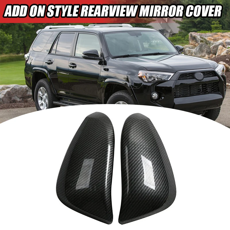 2PCS Carbon Fiber Car Side Door rearview mirror Cover Trim Car styling For Toyota 4Runner 2014 2015 2016 2017-2023 Accessories