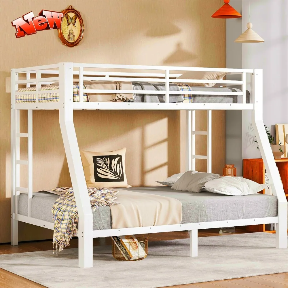 

Upgraded & Stronger Thickened Heavy Duty Bunk Bed Frame Twin Over Full Size, More Stable Safer Metal Bunkbed