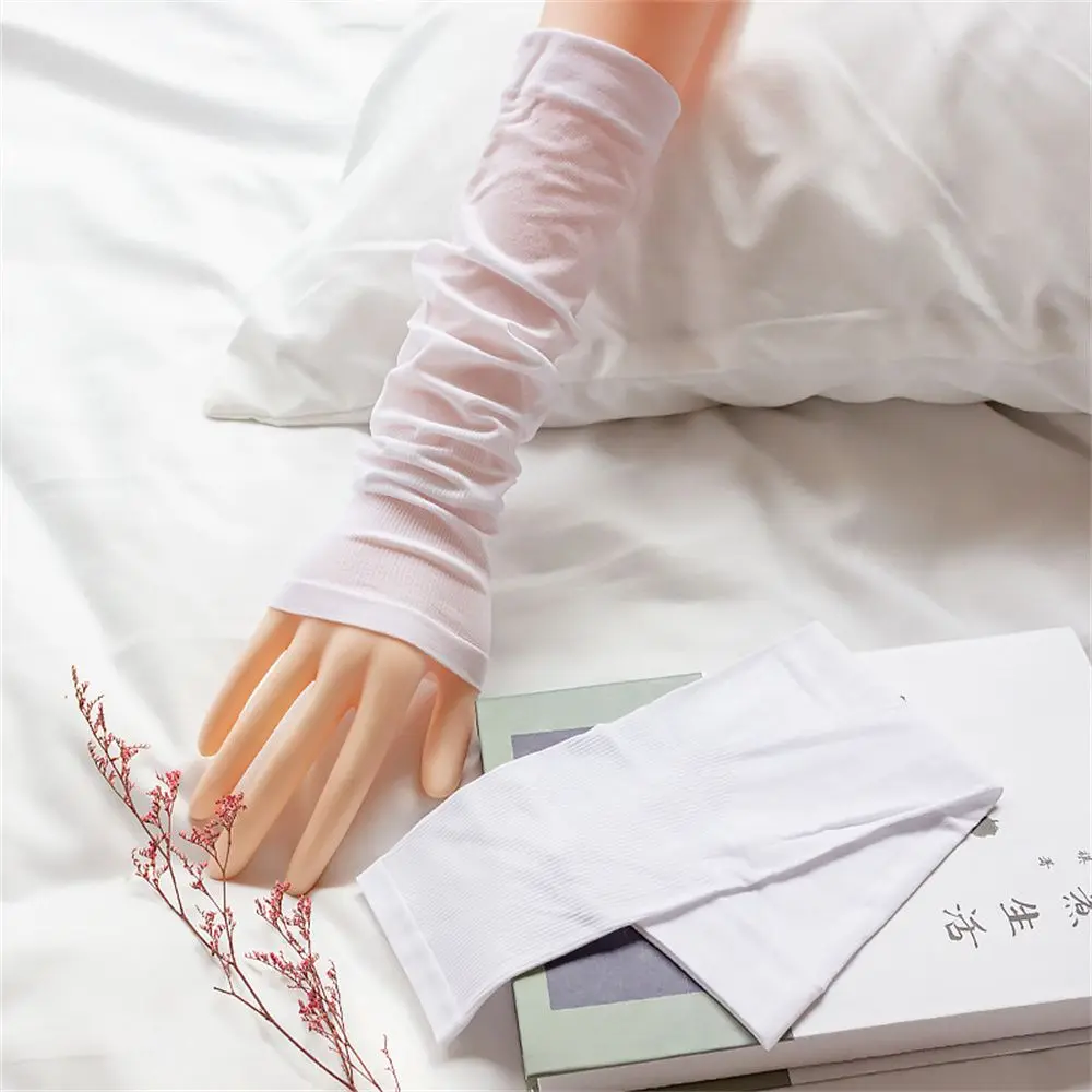 Unisex Fake Sleeve Anti-Slip Sunscreen Gloves Ice Silk Sleeve UV Sun Protect Arm Sleeves