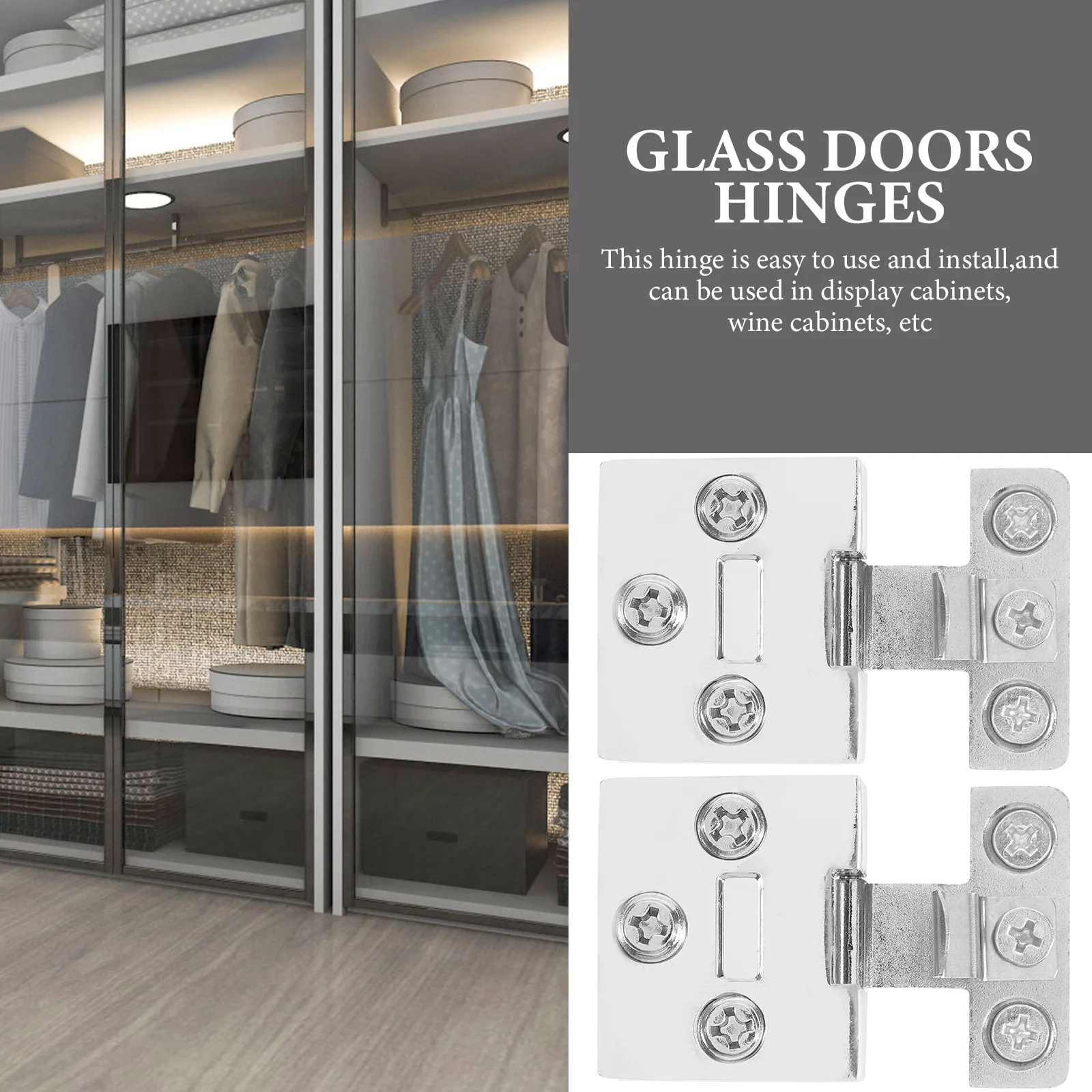 

2Pcs Glass Door Hinge Zinc Alloy Corrosion Resistant for Glass Display Cabinet Cupboard Hinges Black Replacement Parts