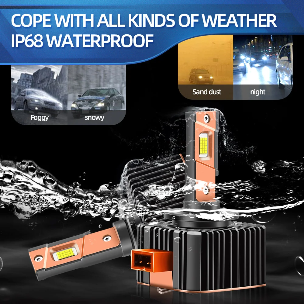 2Pcs HID to LED Headlight D1S D1 6000K For Audi A4 (8EC 8ED B7) 2004-2008 2005 2006 2007 Car Head Lamps 30000LM Super Brightness