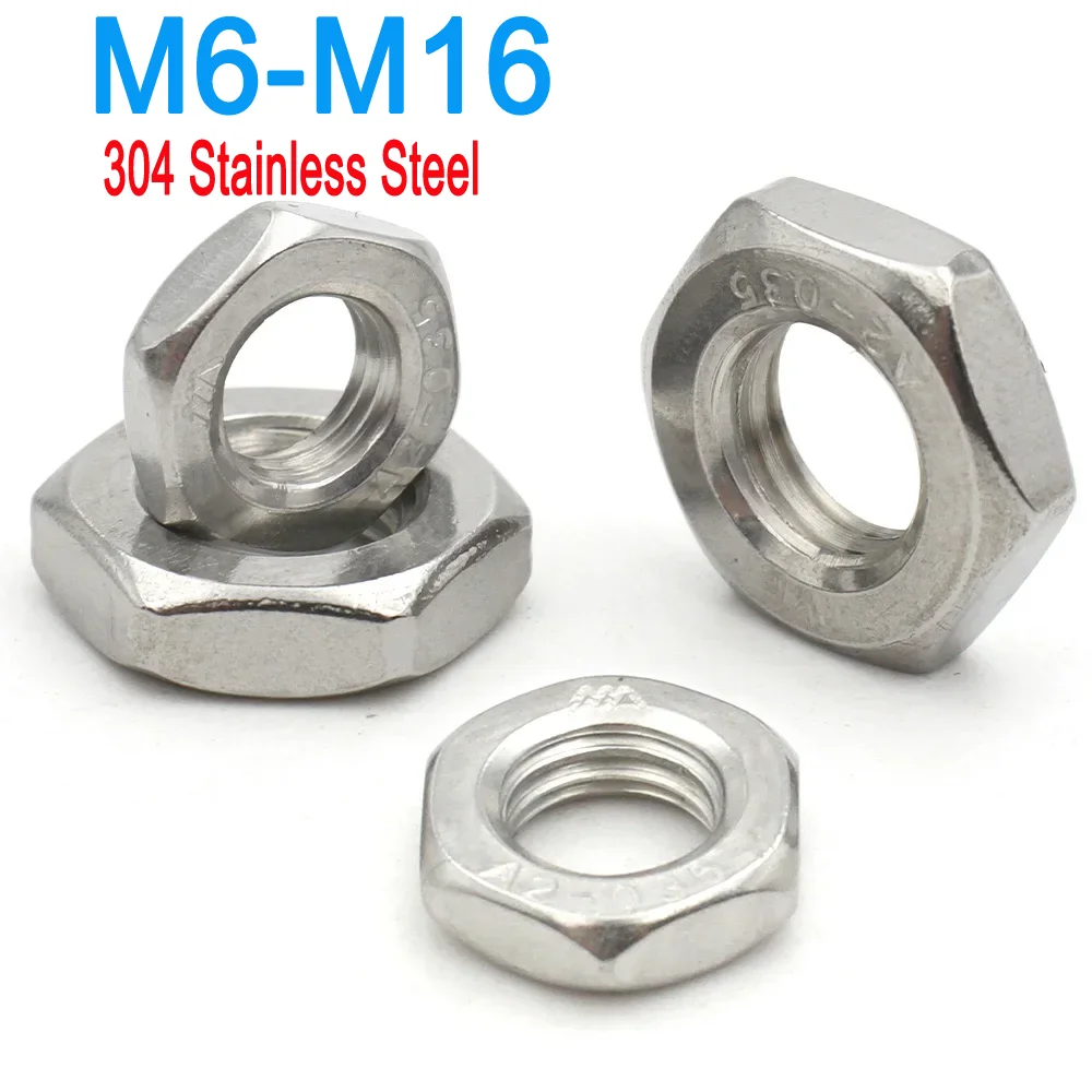 

DIN439 A2 304 Stainless Steel M6 M8 M10 M12 M14 M16 Pitch 0.75/1/1.25/1.5 Fine Thread Hex Hexagon Ultra Thin Flat Nut 5-10pcs