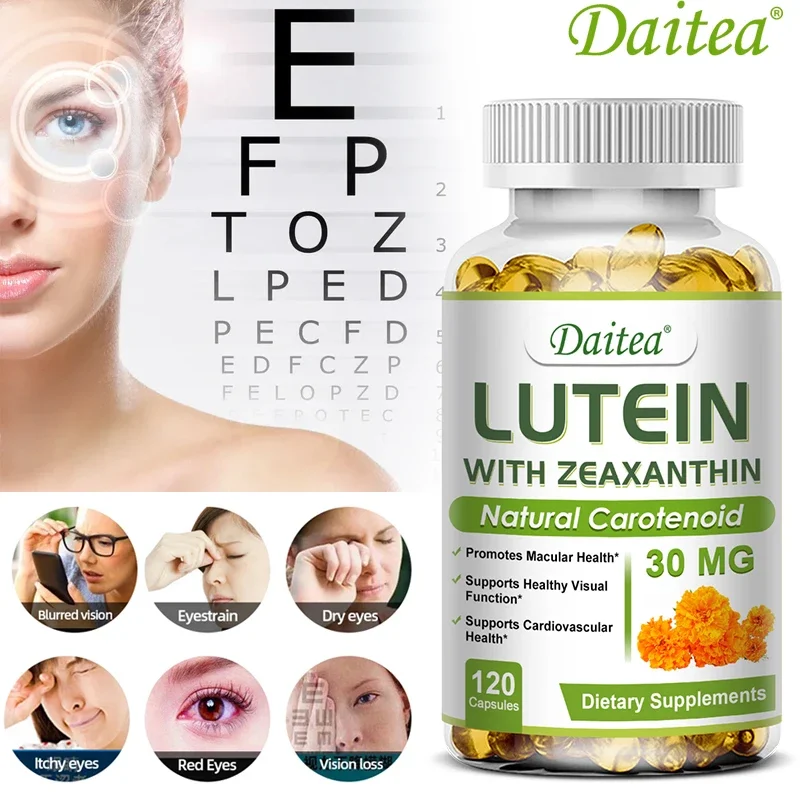 Daitea Eye Vitamins with Lutein Zeaxanthin Extract Support Eye Strain Dry Eyes and Vision Health Lutein Blend for Adults Aging